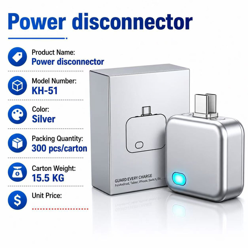 Smart Power Disconnector โ 140W USB-C Auto-Stop Battery Guard, Physical Disconnect Charger Protector for Safe Overnight Charging | iPhone, Android, Tablets & Switch