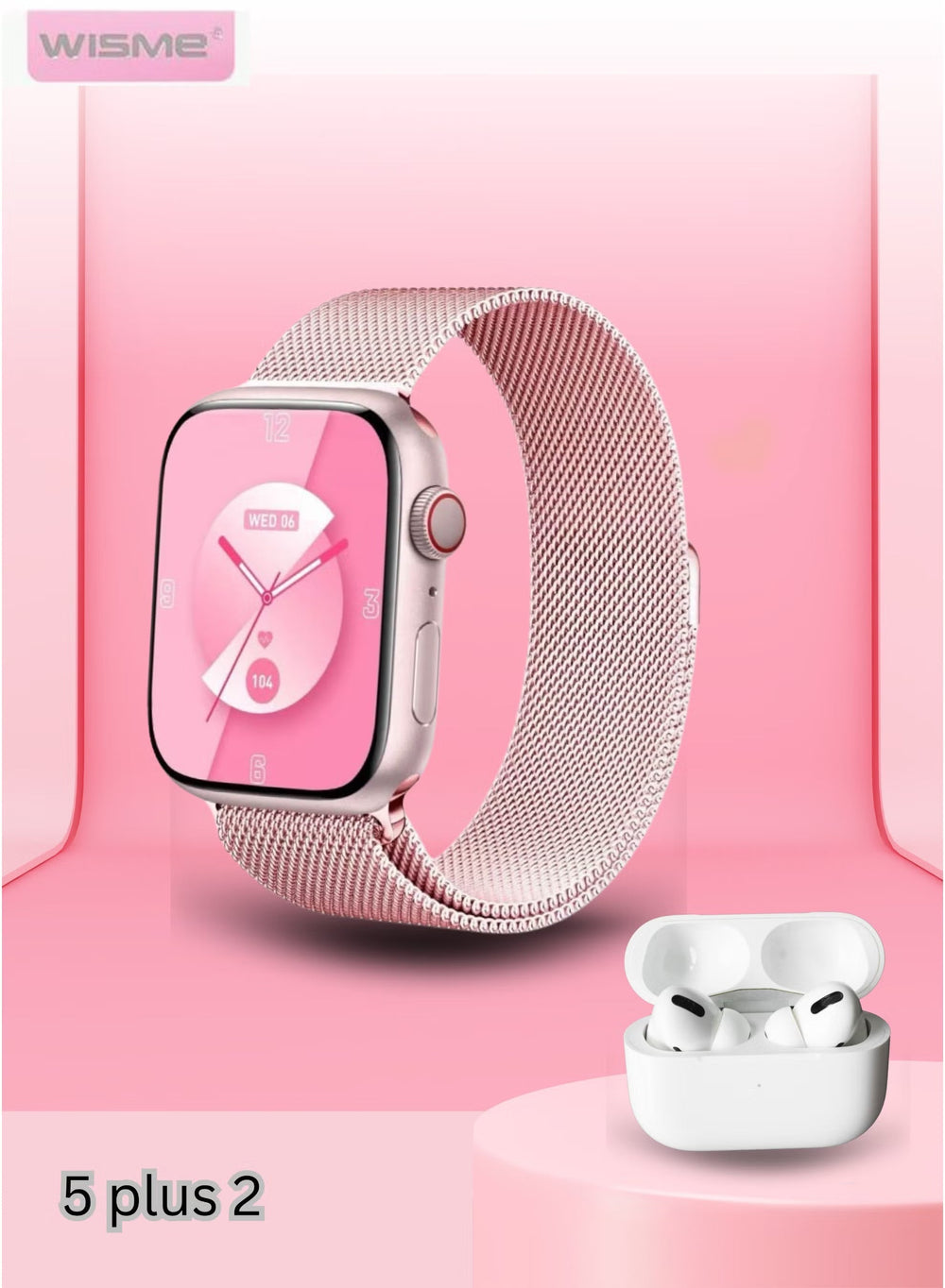 Wisme X33 Mini Smart Watch with Wireless Earbuds โ 5-Band HD Display