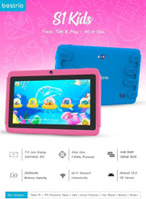Bestrio S1 Kids Tablet, 7-inch IPS Display, 4GB RAM, 128GB Storage, Android 13.0, WiFi, 3000mAh Battery