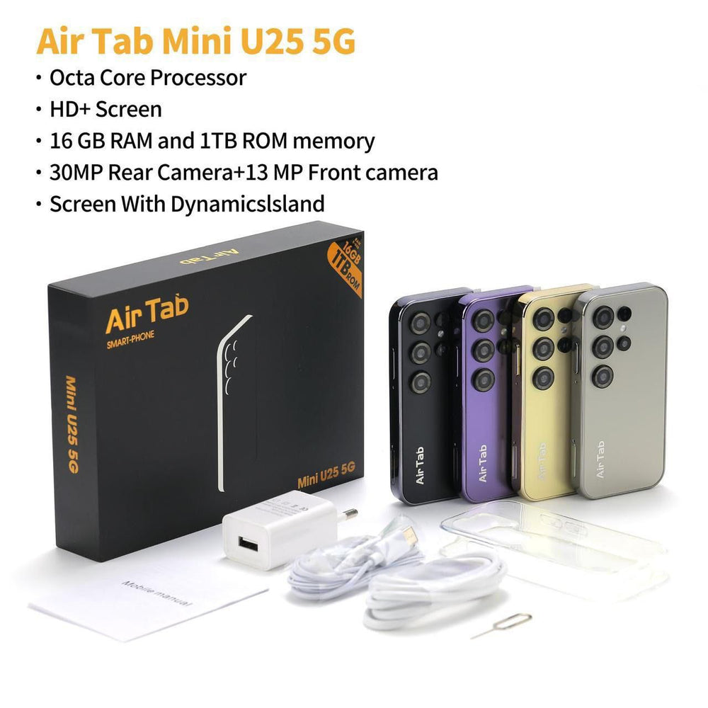 Air Tab Mini U25 5G Mobile Phone – 16GB RAM, 1TB ROM, 30MP Camera Smartphone, Octa-Core Processor