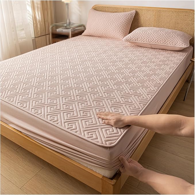 Waterproof Mattress Protector + 2 Pillow Case Set – Baby Pink