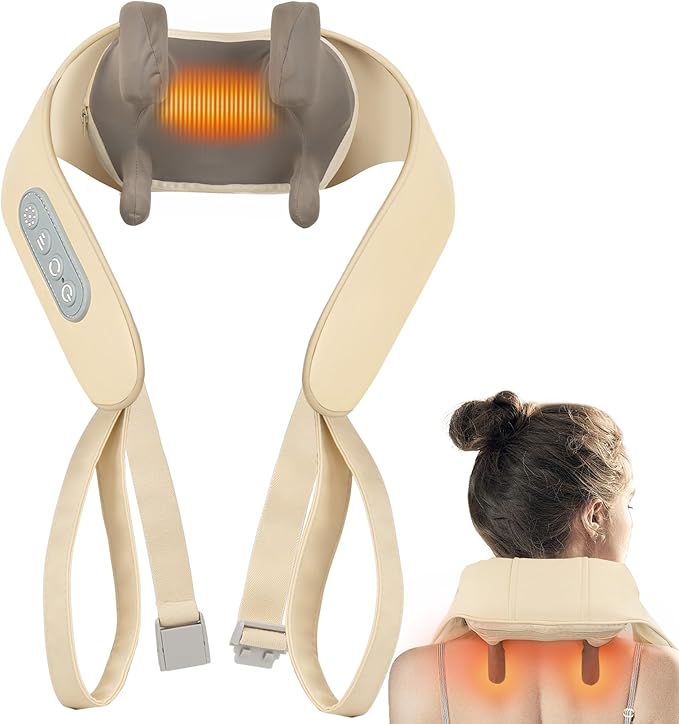 Shiatsu Neck and Back Massager with Soothing Heat, 6D Rotation Deep Tissue Electric Pillow, Kneading Massager and Simula