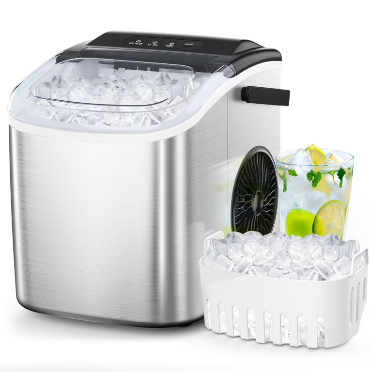 Portable Ice Maker โ Stainless Steel Self-Cleaning Ice Machine with 3.0L Tank, Fast Bullet Ice in Minutes, 12-Month Warranty | Perfect for UAE Summers