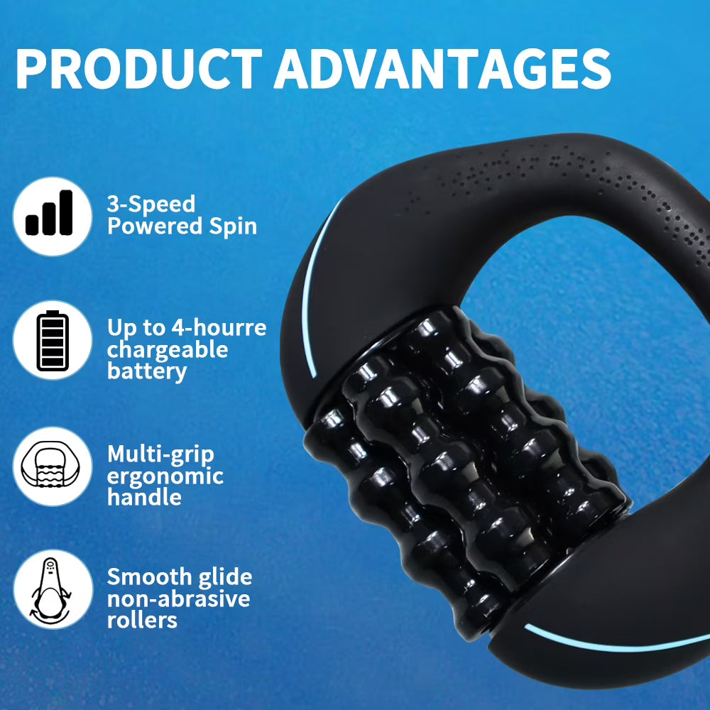 Portable Powered Rolling Massager – Percussion Massager for Muscle Pain Relief, Fluid Retention, Lymphatic Massage And R