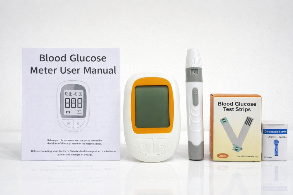 Premium Blood Glucose Meter Kit – Digital Diabetes Testing Device with Test Strips & Lancets