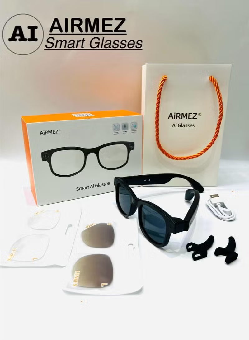 Smart AI Glasses Airmez S1 – Smart Wearable AR Glasses with 12 MP Camera, Voice Control, HD Video Recording, Real-Time T