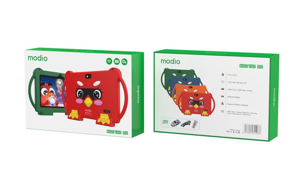 Modio Kids Tab M4 7” HD IPS • 3000mAh • Dual Camera • Multi-Language • Shockproof Case