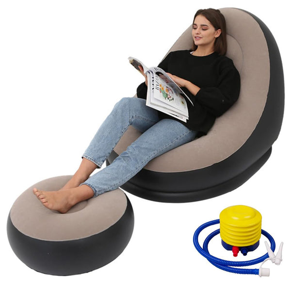 2Pcs Portable Inflatable Sofa Chair Air Pump Outdoor - Indoor