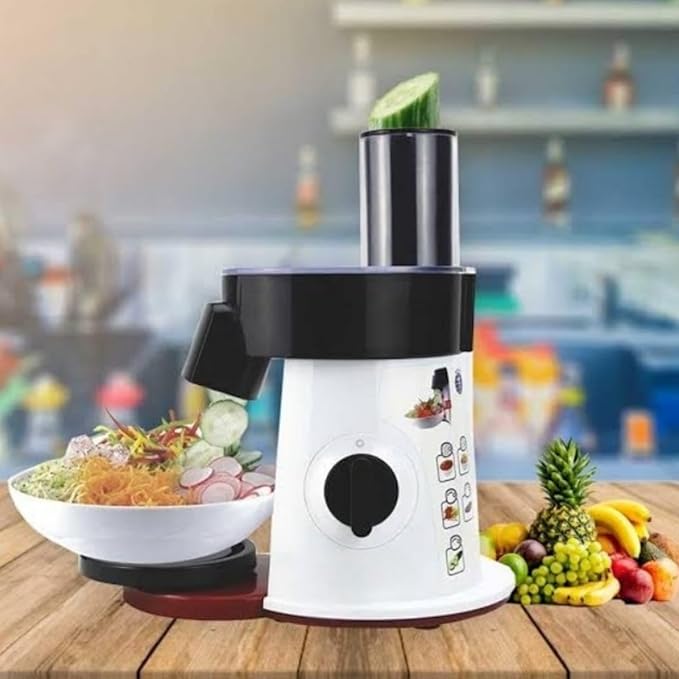 6-in-1 Electric Salad Maker – 200W Vegetable Cutter, Slicer & Shredder Machine