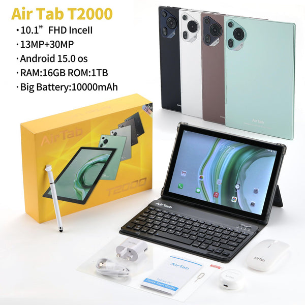 Air Tab T2000 Tablet – 10.1” FHD Display, 16GB RAM, 1TB Storage with Keyboard & Stylus