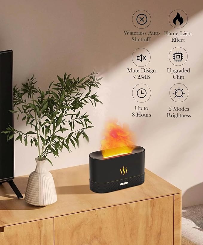 🔥 Flame Effect Aroma Diffuser – Relaxation Lamp; Style in One
