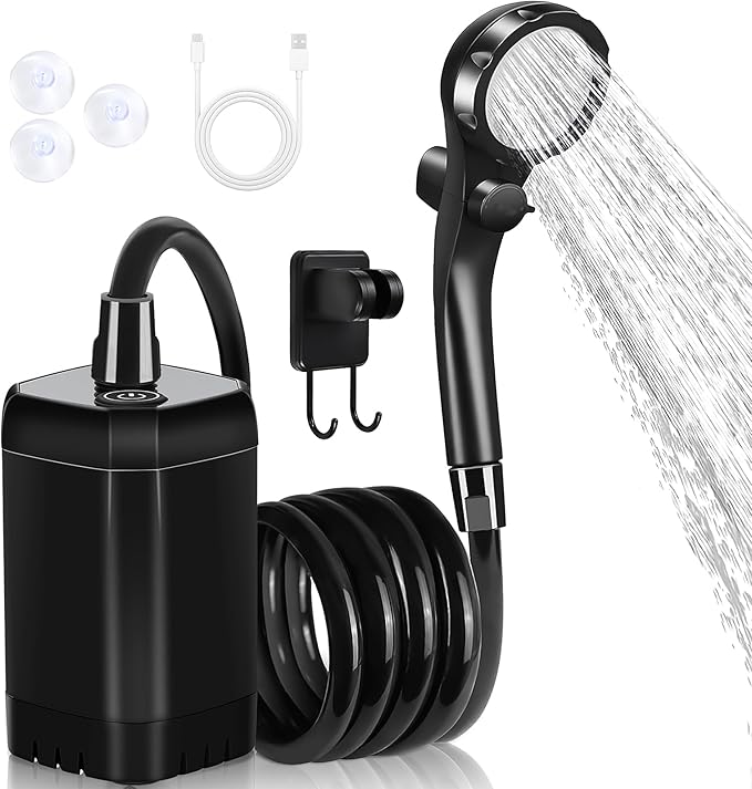 🚿 Portable Camping Shower | 6000 mAh Rechargeable Electric Shower Pump | Smart Digital Display | Outdoor Shower for Camp