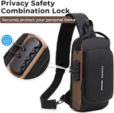 Men’s Anti-Theft Sling Bag – PU Leather Crossbody Shoulder Chest Bag, Large Size, Black & Gold