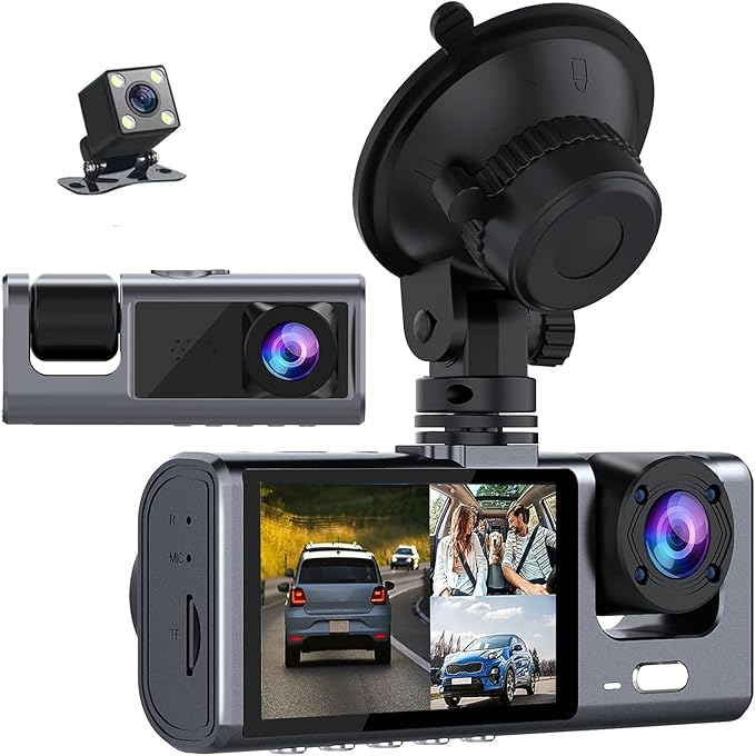 4K 3-Channel Dash Cam WiFi – 24H Parking Monitor, IR Night Vision