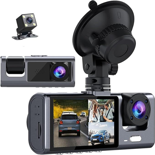 4K 3-Channel Dash Cam WiFi – 24H Parking Monitor, IR Night Vision