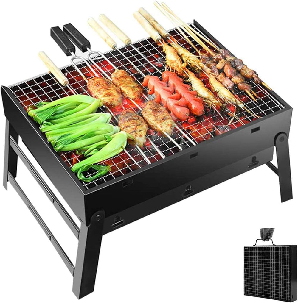 Portable Charcoal BBQ Grill – Stainless Steel Folding Barbecue for Outdoor Cooking