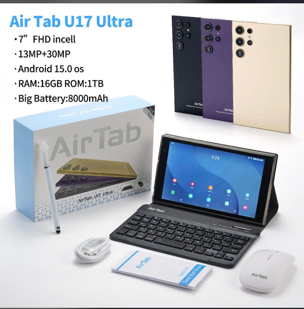 AirTab U17 Ultra – 7” FHD Android Tablet | 16GB RAM • 1TB ROM • 8000mAh • Android 15 • Full Accessories Kit |