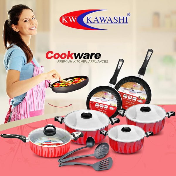 Professional 10-Piece Cookware Set with Tempered Glass Lids – Non-Stick & Easy Clean