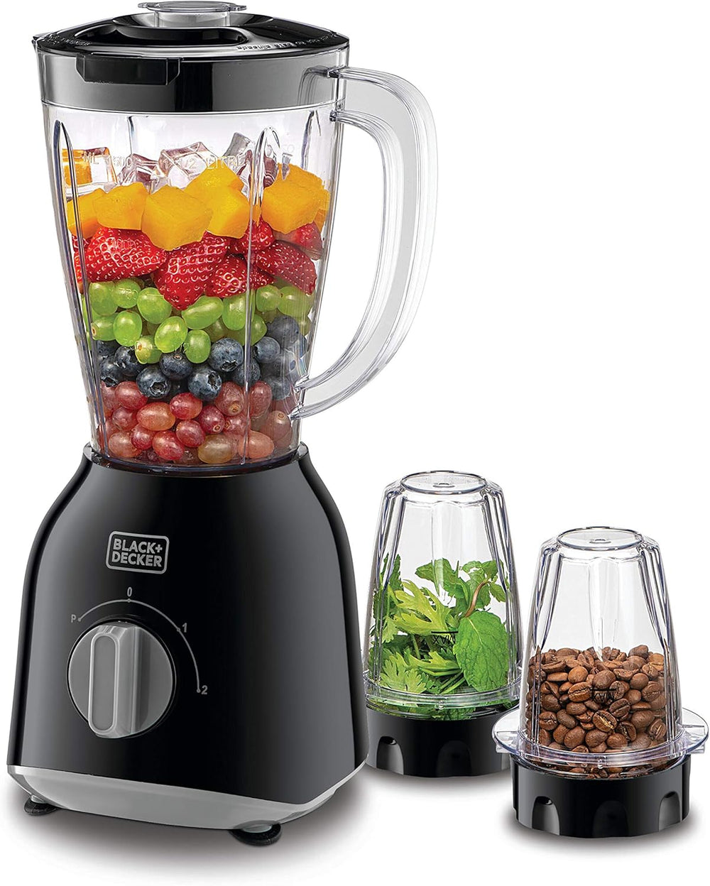 BLACK+DECKER 400W 1.5 Blender with 2 x Grinder Mills, Black