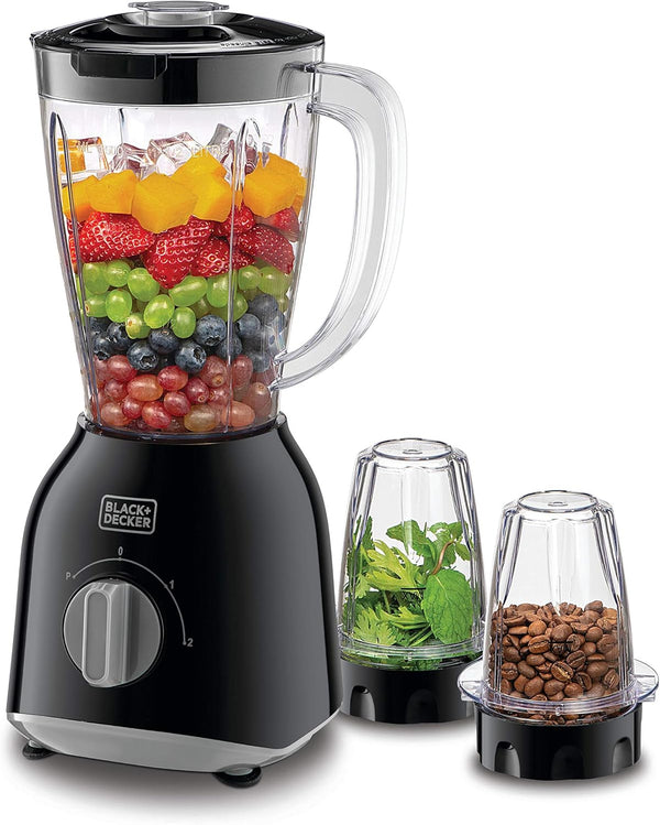 BLACK+DECKER 400W 1.5 Blender with 2 x Grinder Mills, Black