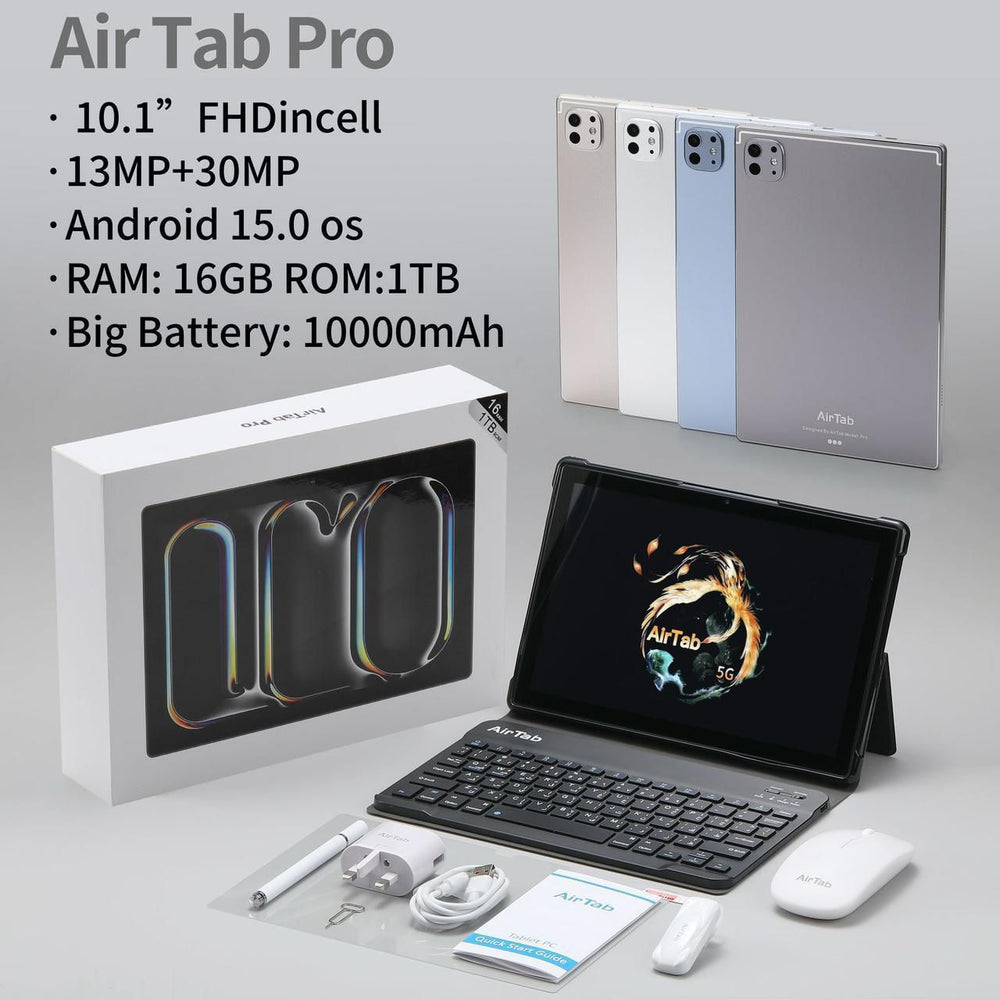AirTab Pro – 10.1” FHD | 16GB RAM | 1TB ROM | 10000mAh | Android 15
