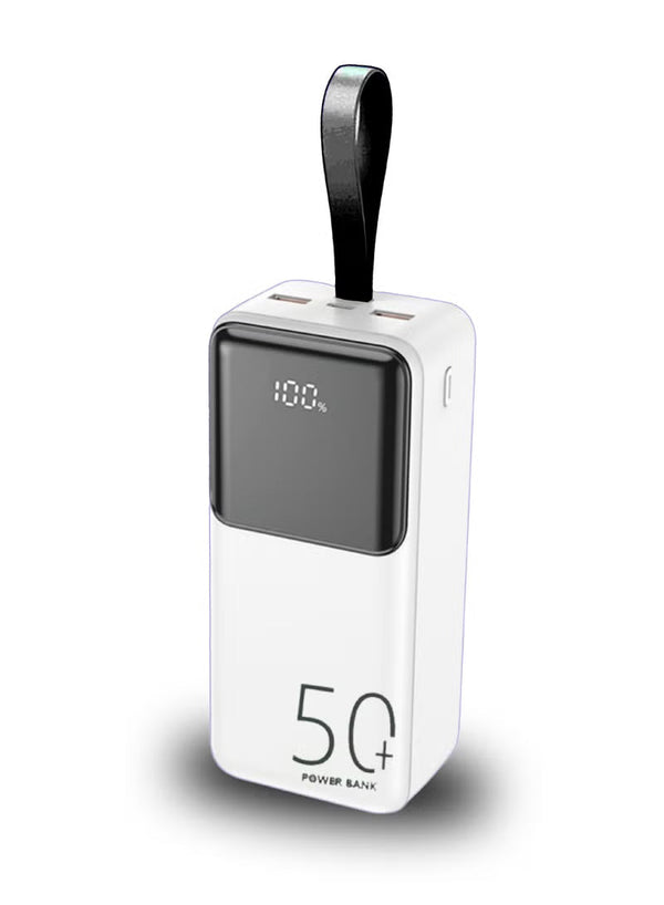 Orvana 50000mAh Power Bank β 22.5W Fast Charging, Dual USB & Type-C PD, Ultra High Capacity Portable Charger (White)