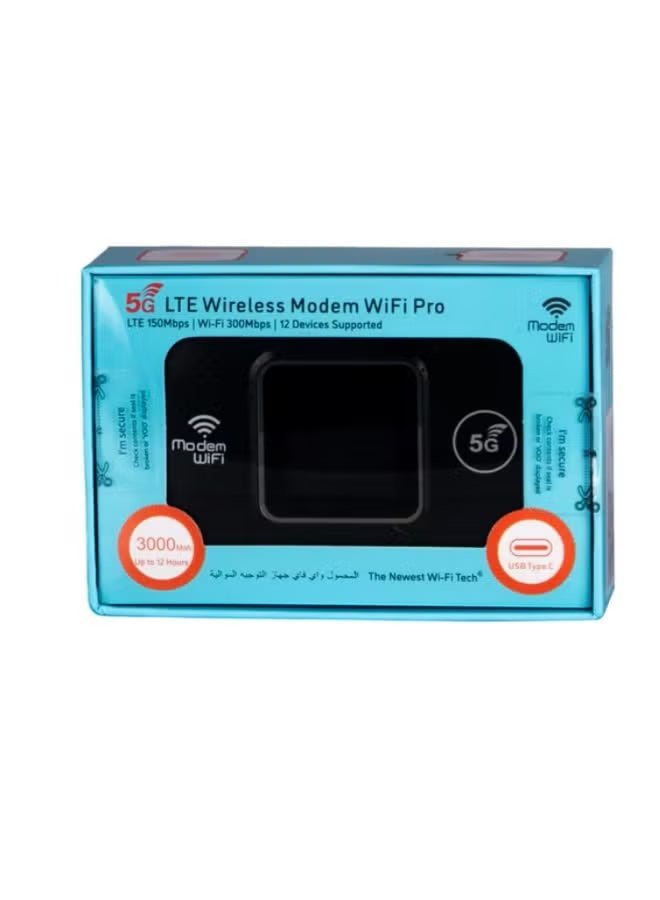 Portable 4G LTE WiFi Modem – Pocket MiFi Hotspot with WiFi 6, 300Mbps Speed, 3000mAh Battery & 12-Device Support | Take Your Internet Anywhere