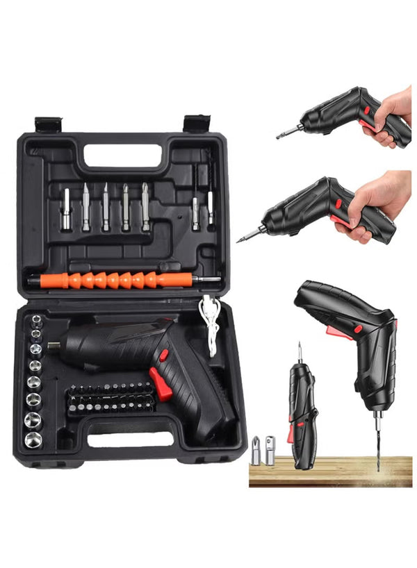 45-in-1 USB Rechargeable Electric Screwdriver Set – Foldable Design with Forward/Reverse & Drill Mode + Durable Storage 