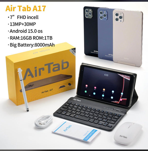 AirTab A17 – 7” FHD Android Tablet (16GB RAM • 1TB ROM • 8000mAh • Full Accessories Kit)