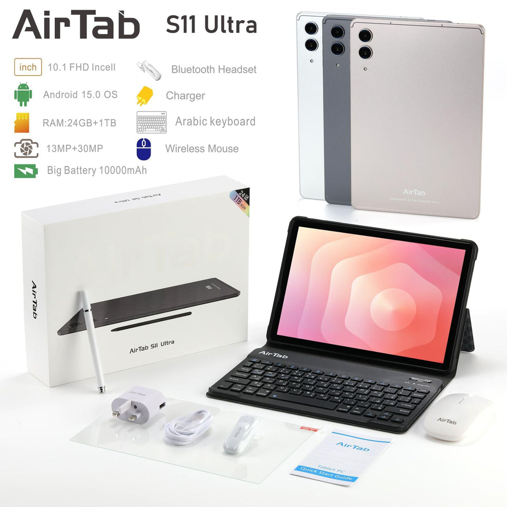 Air Tab S11 Ultra Tablet – 10.1” FHD, 24GB RAM, 1TB Storage with Keyboard & Accessories