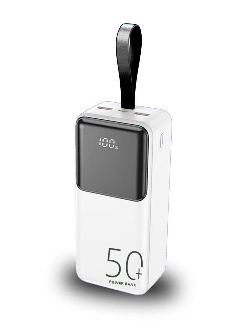 50000mAh Power Bank – 22.5W Fast Charging, Dual USB & Type-C PD, Ultra High Capacity Portable Charger (White)