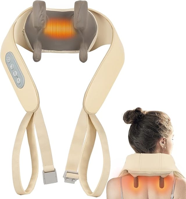 Shiatsu Neck and Back Massager with Soothing Heat, 6D Rotation Deep Tissue Electric Pillow, Kneading Massager and Simulated Human Hand Grip