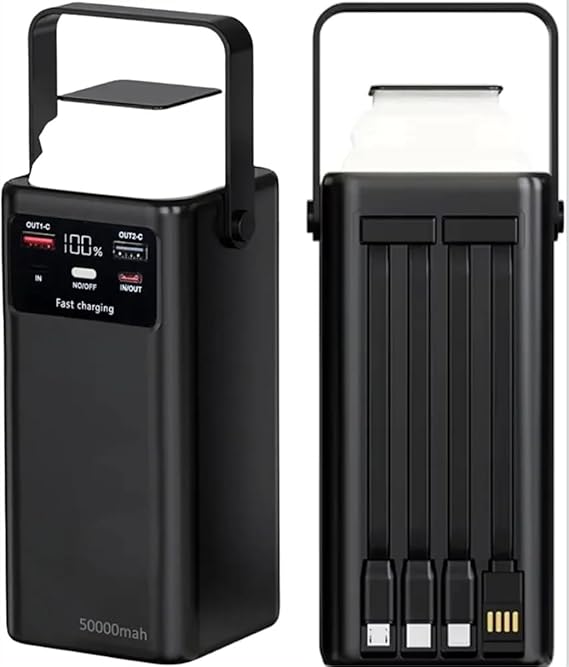 Solar Power Bank 50000mAh – Fast Charge + LED Light