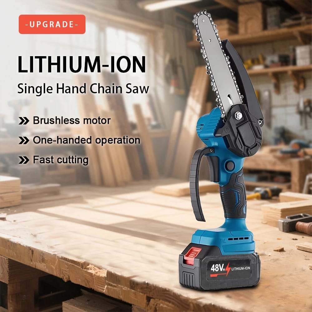 6-Inch Cordless Mini Chainsaw with 2 Batteries and Charger