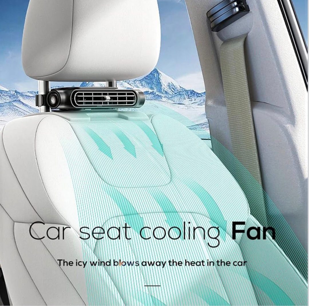 Car Headrest Cooling Fan – 3 Speeds, USB Powered Rear Seat Cooler