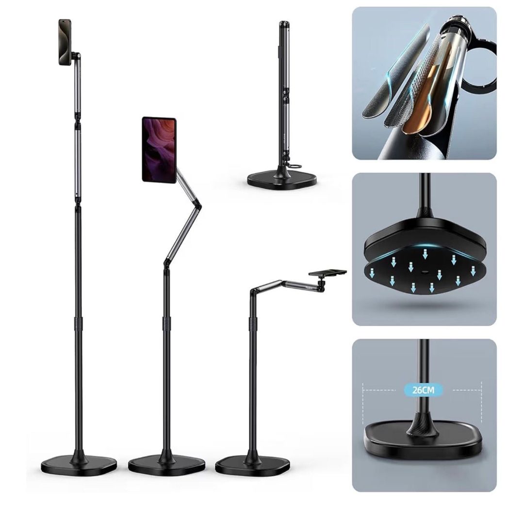 Magnetic Phone & Tablet Floor Stand – Aluminium, Height Adjustable